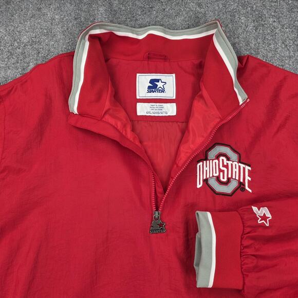 STARTER Other - Ohio State Buckeyes Jacket Mens 4XL Red NCAA Football Starter 1/4 Zip Pullover
